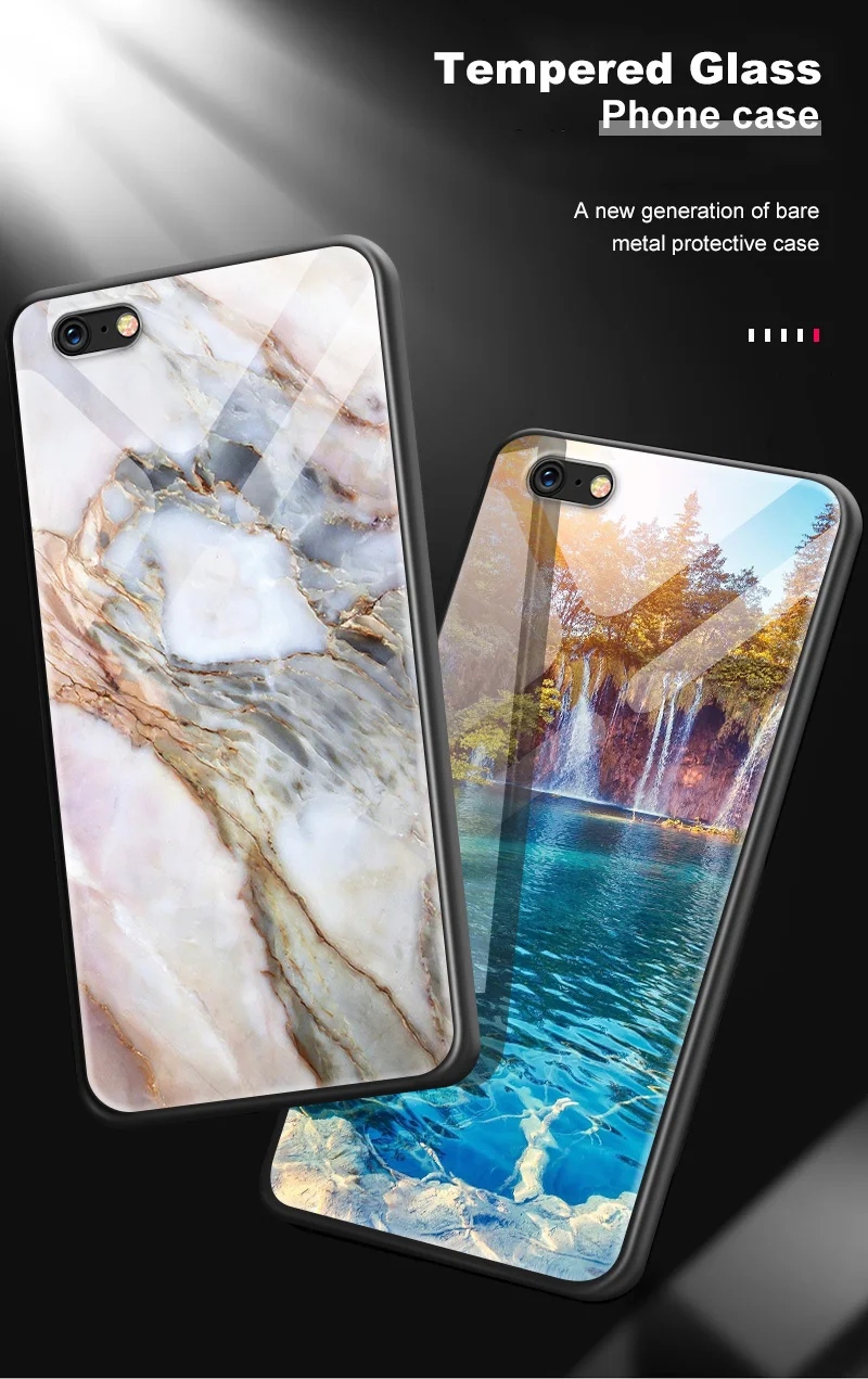 Закаленное стекло чехол для iPhone 5 5S SE 6 6S 7 8 Plus X XR XS MAX TPU Рамка для OnePlus 3T 5 5T 6 6T 7 7 Pro окрашенная текстура Капа