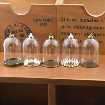 

20sets 38x25mm glass globe with base with beads cap set glass vial pendant fashion necklace pendant