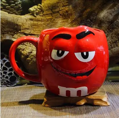 M&M's MM Beans Coffe Milk Cupcup Ceramic Color Glaze of Fruit Juice Tea Cup Saucer Water Tea Bowl Oatmea Water Tool Cute - Цвет: 04