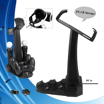

PS4 Accessories PSVR PS 4 Move Charging Dock Station Charger Stand & 2 Dongles For PS4 Controller & PS VR Storage Showcase