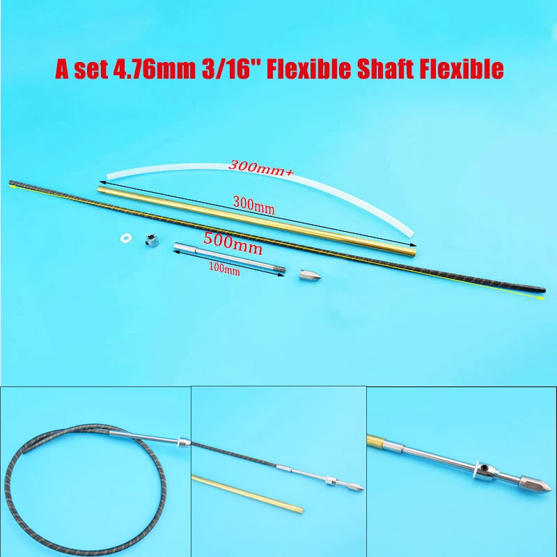 

A set 4.76mm 3/16'' Flexible Shaft Positive/Reverse High Quality Flexible Axle Flex Cable Assembly For RC Boat
