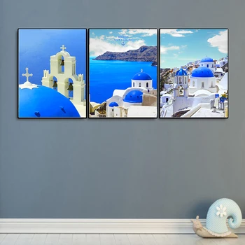 

Nordi Greece Santorini Island Scenery Landscape Canvas Painting Cuadros Posters and Prints Wall Picture for Living Room Decor