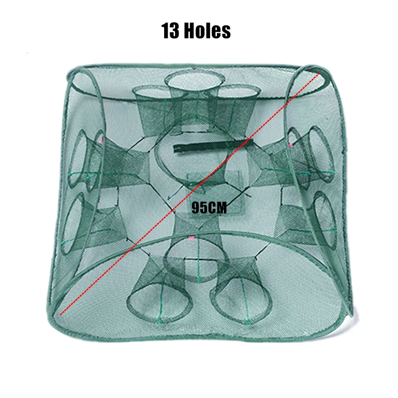 6/8/12/16 отверстий автоматическая складная рыболовная сетка клетка для креветок нейлон нейлоновая клетка для ловли крабов рыба Накидная рыболовная сеть литой складной рыболовные снасти - Цвет: 13 Holes