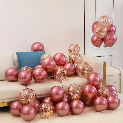 wine red rose gold Смешанные 20 штук 12 дюймов хром золото розовый белый латексные гелиевые шары на день рождения для взрослых вечерние свадебные украшения надувные шары - Цвет: wine red rose gold