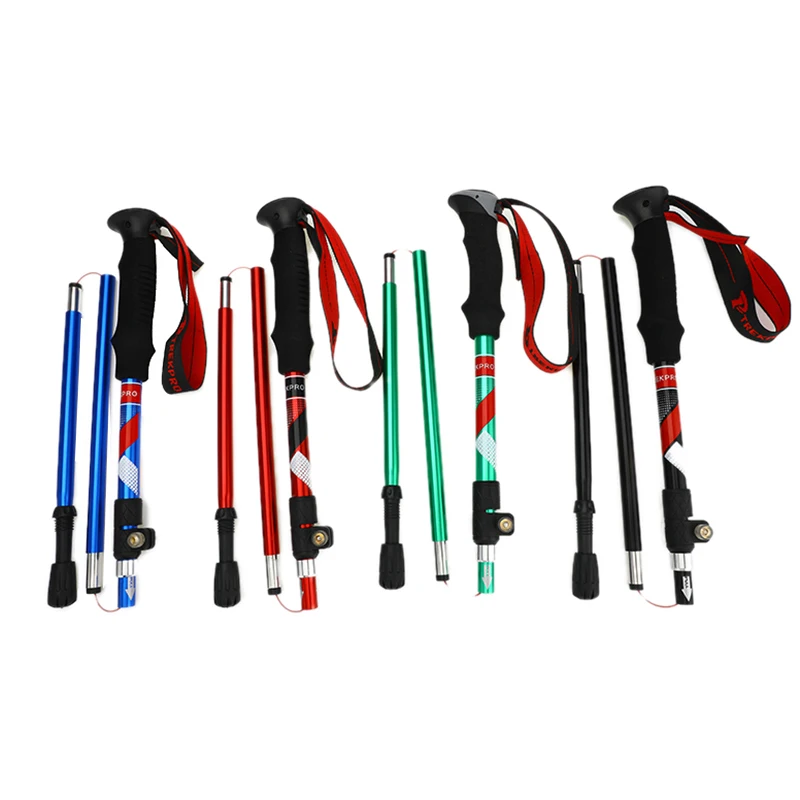95-125cm Adjustable Anti Shock Walking Sticks Telescopic Trekking Hiking Poles Ultra Walking Cane 5-Sections For Outdoor Sport
