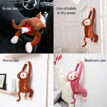 

Creative Cartoon Monkey Home Office Car Hanging Paper Holder Napkin Paper Box Portable Cover Tissue Box K2X4