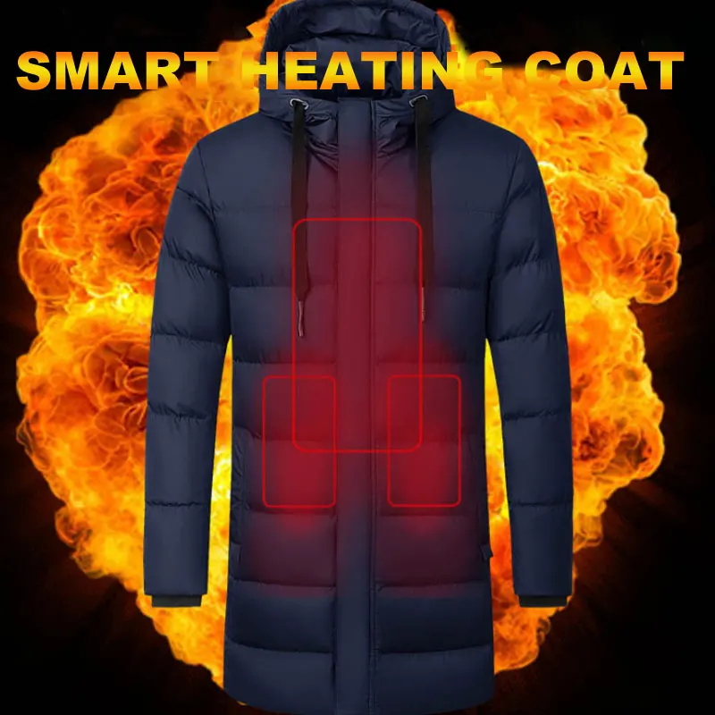 Paratago Winter Warm Heated Jackets Long Section Electric Heating Coat