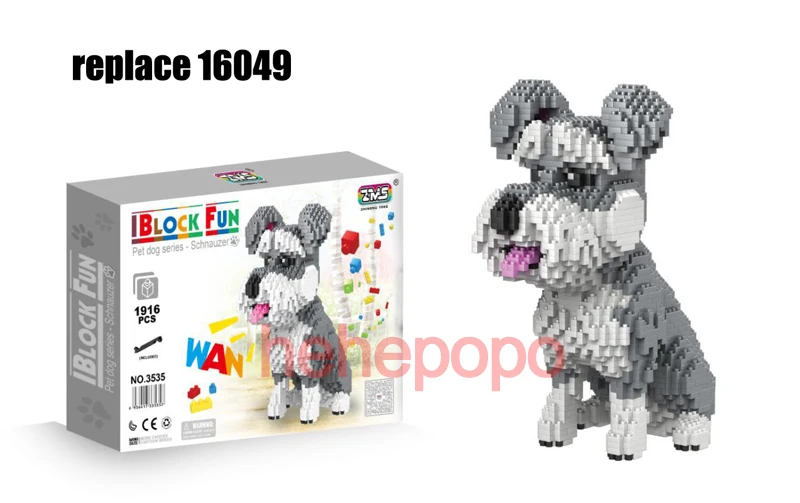 2000 шт. 16014 мультяшная собака мини алмазное здание балодия блок Пудель такса корги Хаски Мопс модель кирпичная игрушка для детей