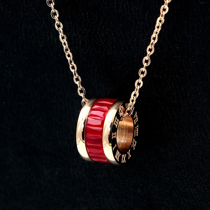 

Fashion Charming Boho Jewelry Rose Gold-Color Round Crystal Necklace For Women Chain Collar Roman Numerals Short Necklaces Gifts