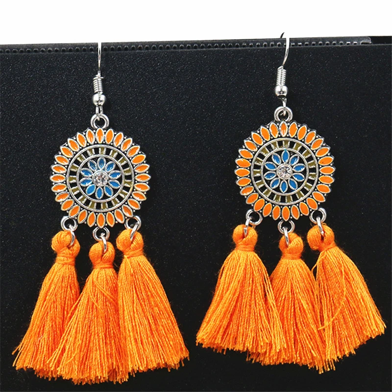 

Popular Bohemian Handmade Earrings For Women Boho Style Woman Tassel Earring Female Jewelry Bridal Fringed Retro Pendientes gift