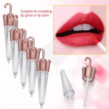

Wholesale 5.5ml Empty Lips Tube With Magic Wand Brush Creative Umbrella Shape Lip Gloss Container Refillable Cosmetic Container