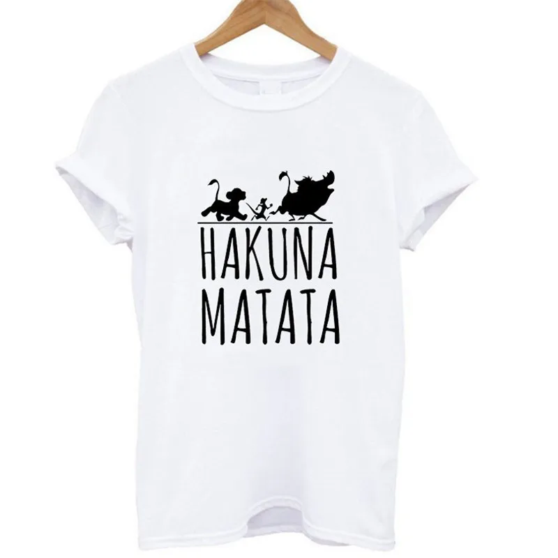 Король Лев Акуна Матата футболка Женская Плюс Размер Ulzzang корейский стиль Tumblr футболка Femme Повседневная Уличная одежда летние белые топы - Цвет: WTQ9328
