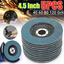 Disques à lamelles pour meuleuse d'angle, 115mm, 4.5 ", 5 pièces, pour métal, plastique, bois, grain 40/60/80/120