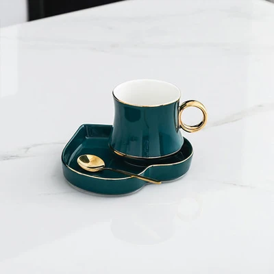 D 1-piece set Европейская маленькая Роскошная креативная кофейная чашка с ложкой, пара чашек, чашка для домашней питьевой воды, набор тарелок, свадебные подарки - Цвет: D 1-piece set