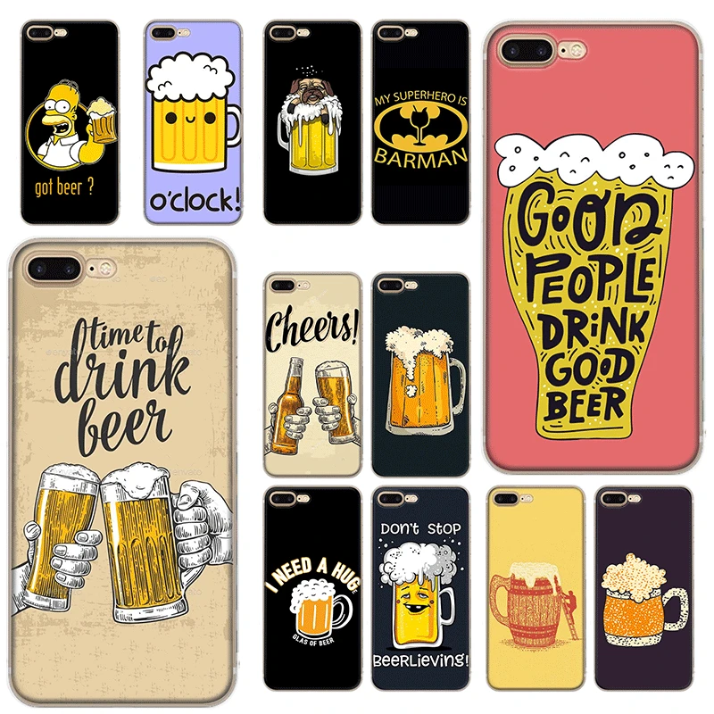 Чехол для мобильного телефона iPhone 11 Pro 6 6s 7 8 P Lus iPhone XR X XS Max 5 5S SE Shell Cute Beer Art жесткий чехол