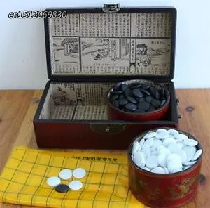 Develoado juego chino Go, tablero Goban de caja de cuero y piezas de melamina