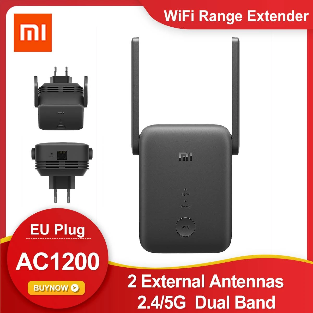 Xiaomi AC1200 WiFi Range Extender WiFi Router Amplifier 2.4/5GHz Dual Band WiFi Signal Router Network Expander Repeater Home