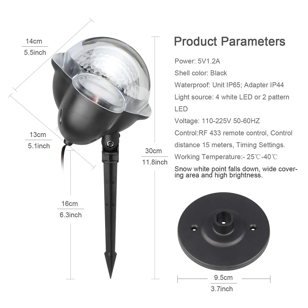 Снегоходный светодиодный прожектор, Рождественский проектор, Крытый Открытый Сад Снежная сцена свет IP65 Рождество год снегопад свет+ пульт дистанционного управления