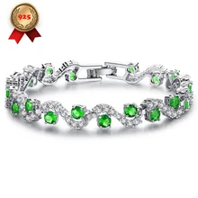 12 цветов Роскошные серебряные 925 цвета зеленые женские браслеты с кубическим цирконием ювелирные изделия вечерние подарок