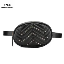 Декор заклепками Женские поясные карманы на ремне однотонные кожаные овальные нагрудные сумки