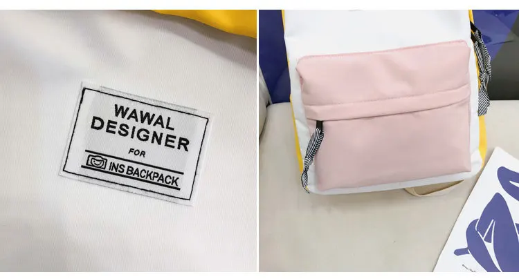 New Arrival Nylon Waterproof Backpack Large Capacity Fangyuan Two-Fashion Stitching Color Outdoor Students