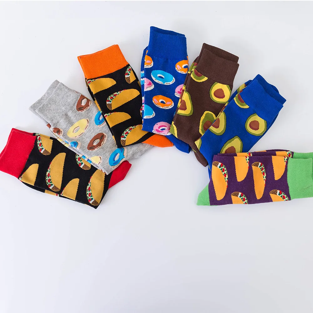 1 пара цветных носков из чесаного хлопка Длинные мужские Носки с рисунком акулы и