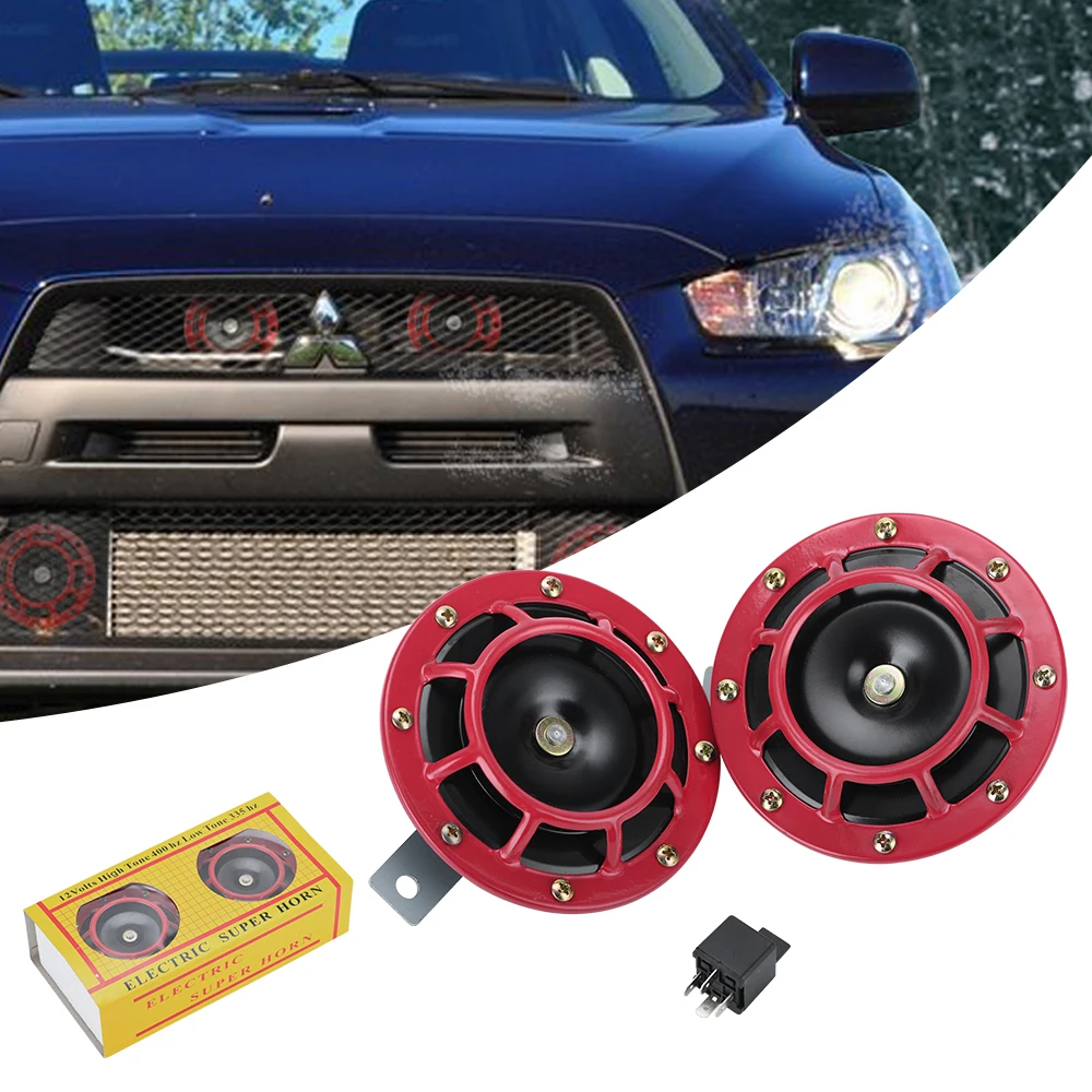 PQY-For Motorcycle Car 2pcs 12v 115DB Super Loud Compact Electric Blast Tone Air Horn Kit PQY-LB31