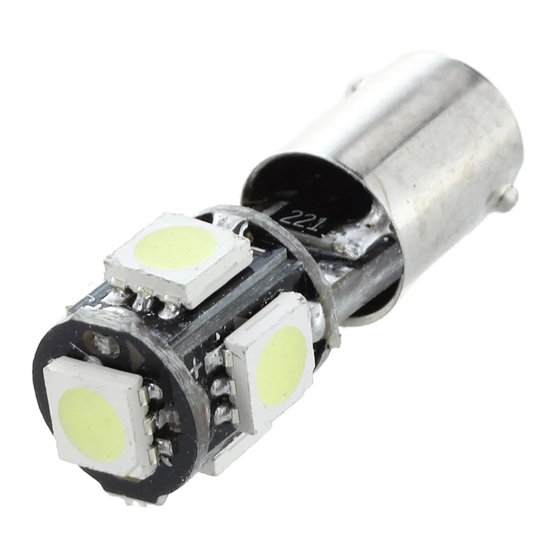 2x Bulb 5 LED 5050 SMD BA9S H6W T4W White Anti ODB Error code lamp