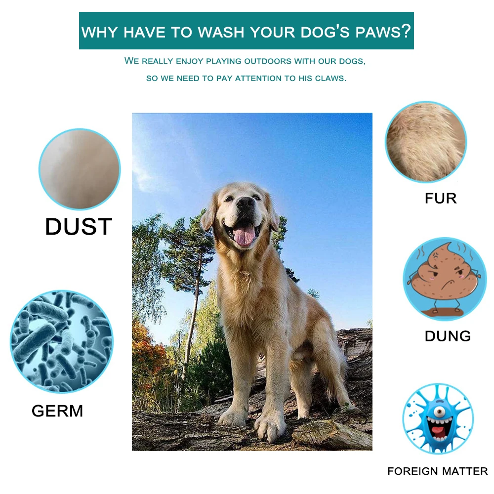 Portable Dog Paw Cleaner Dog Foot Cleaner Paw Washer Cup Paw Protector Ideal for for Small Medium Dog with Muddy Paws