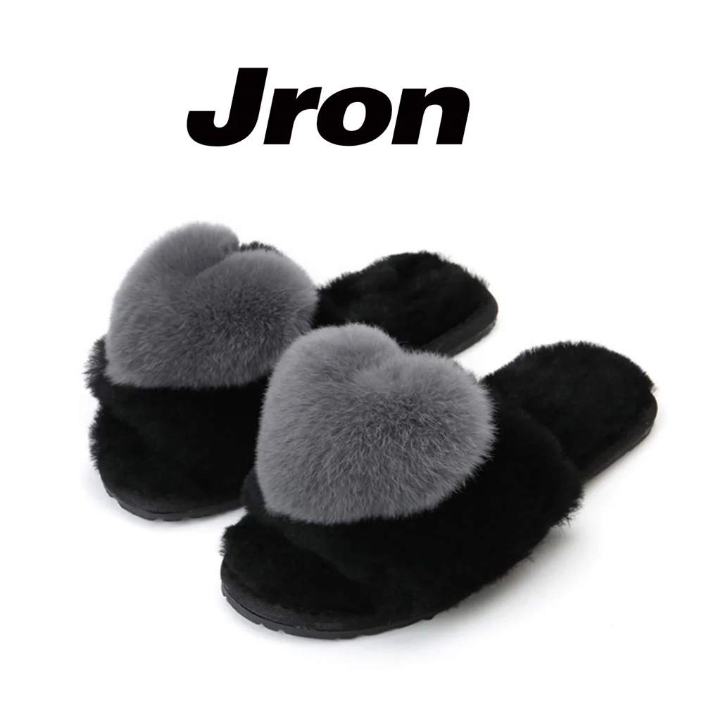Jron 5 Color Women's Winter Warm Genuine Wool Slippers Woolen Home Plush Fur Indoor Slipper Valentine Gift | Обувь