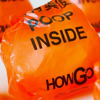 

65 Pcs / 1 Box Large Pet Dog Poop Bags Recyclable Dogs Cat Waste Bag Orange Pets Biodegradable Extractable Puppy Garbage Bags