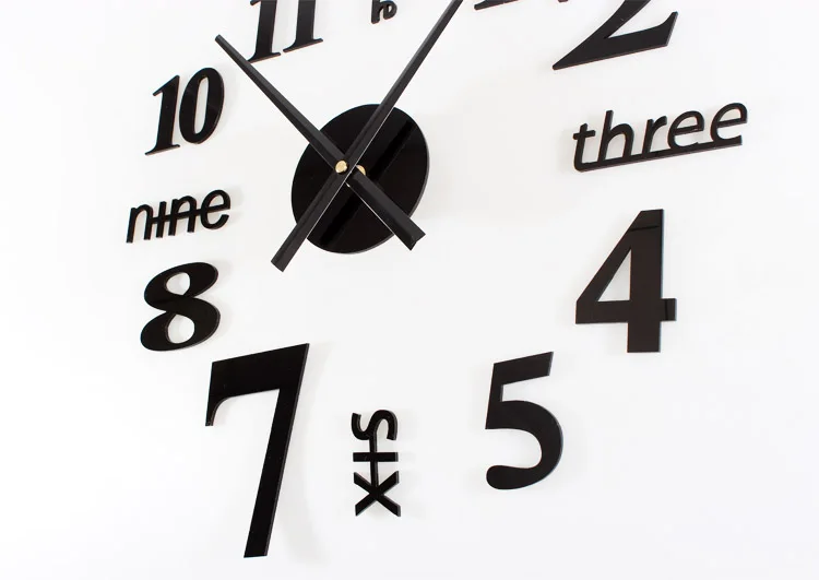 DIY Wall Clock Modern Design Living Room Decoration 3D Stickers Watch Wall Clocks Home Decor Silent