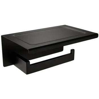 

Black Matte Steel Toilet Paper Holder Top Place Things Platform Tissue Holder Bathroom Storage Roll Paper Box Toilet Stainless S
