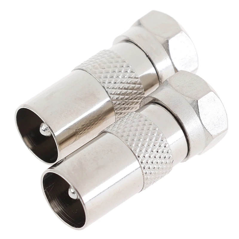 

2Pcs F-Type Male Plug Connector Socket to RF Coax TV Aerial Female RF Adapters