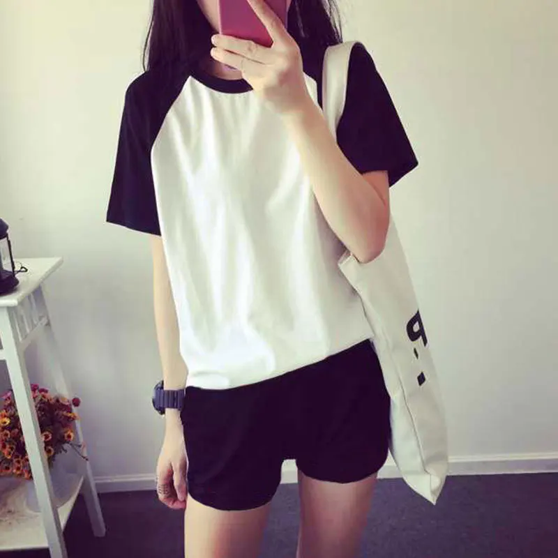 

Casual Sports Thin Pajamas Women's Summer Joint Short Sleeve Shorts Black Tracksuit Summer Women's Two-Piece Set
