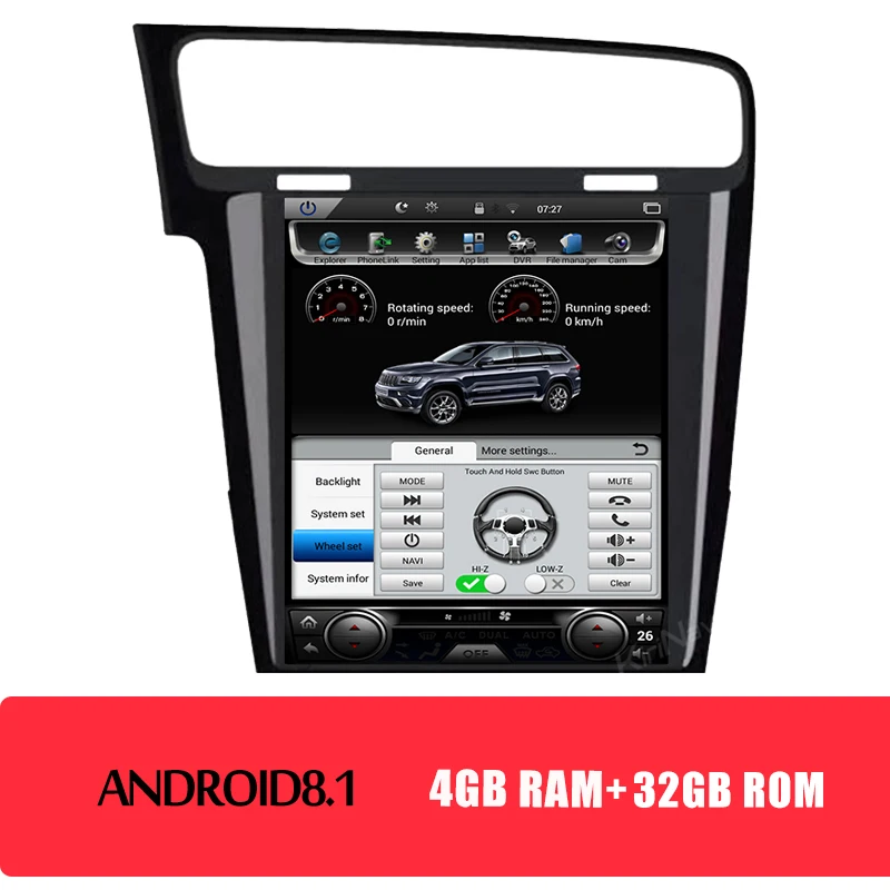 KiriNavi вертикальный экран Tesla стиль Android 7,1 10,4 Автомобильный мультимедийный dvd-плеер для VW Golf 7 Радио Навигация 2013 - Цвет: android car radio