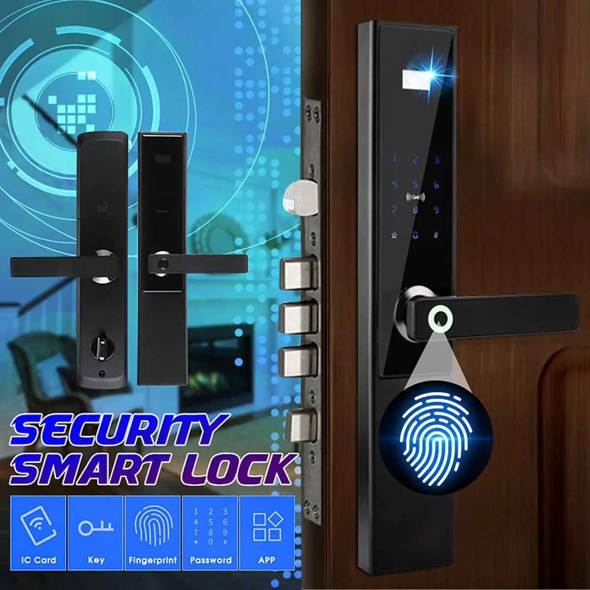 

Smart Fingerprint Door Lock Home Security Electronic Door Lock Biometric Fingerprint APP Smart Card Digital Code Password Key