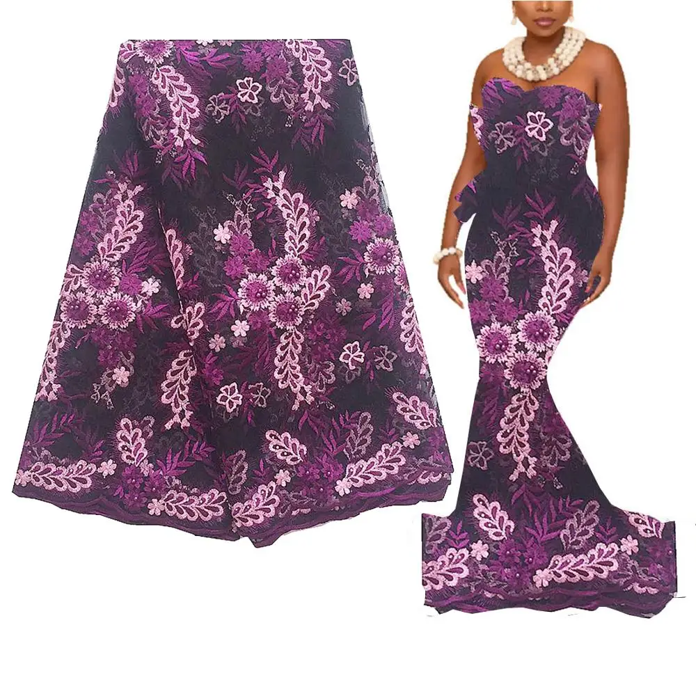 3d кружевная ткань 2019 высокое качество кружево бисер Aso Ebi нигерийская вышитая