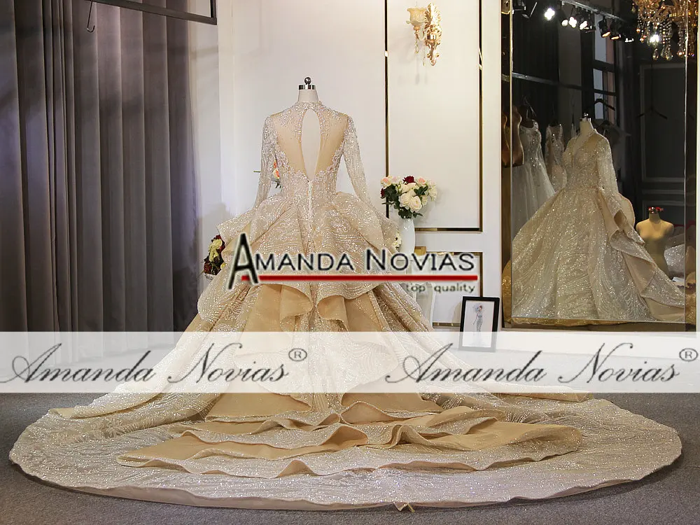 Новые роскошные блестящие ткани свадебное платье Дубай дизайн свадебные платья