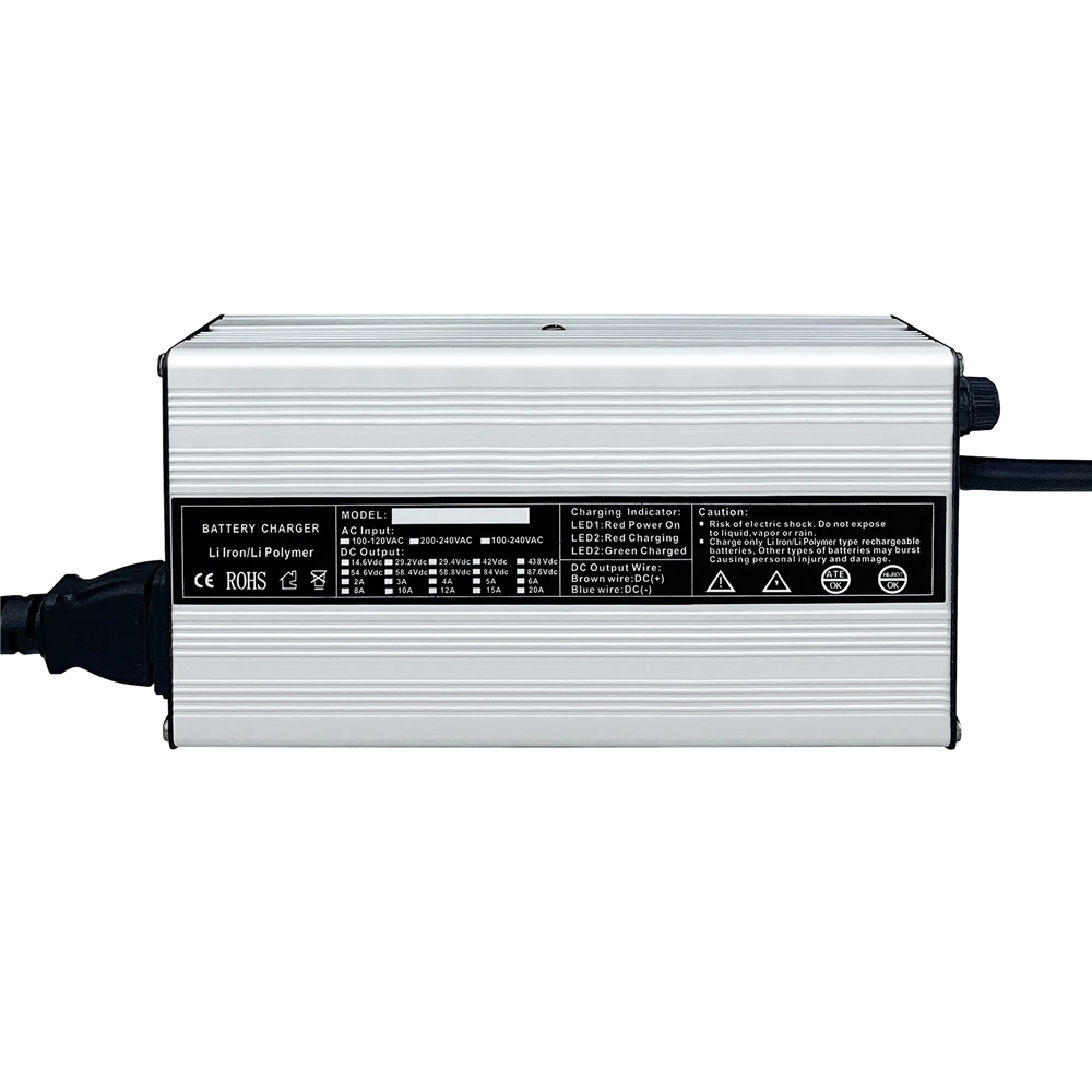 

Lifepo4 Battery Charger 14.6V 10A 15A 20A Adjustable Charger Lithium Iron Lifepo4 Battery Smart Aluminum Shell With Cooling Fan
