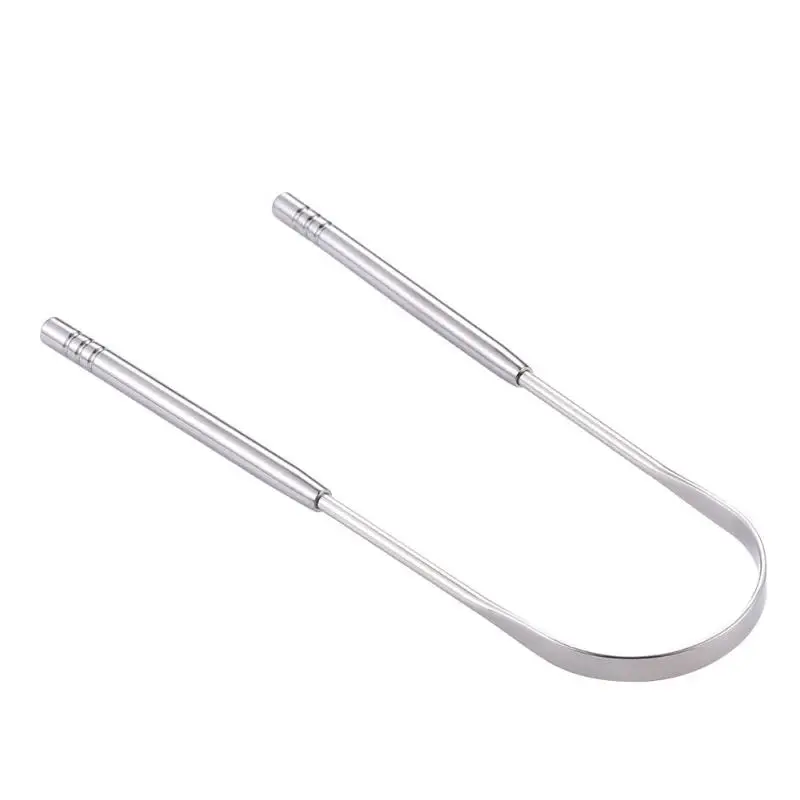 StainlessSteelTongueScraperCleanerFreshBreathCleaningCoatedTongueToothbrushDentalOralHygieneCareTools