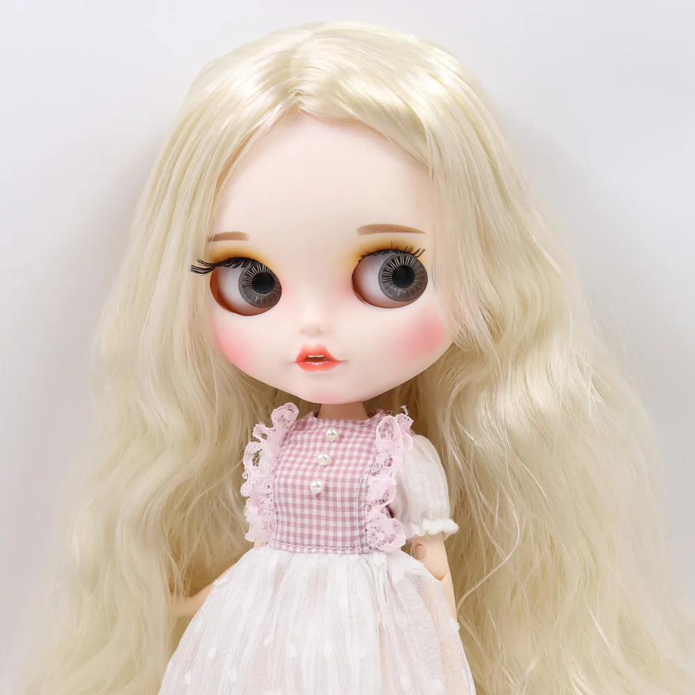 ICY Nude Blyth Doll No. BL6025 Blonde hair Carved lips Pouting mouth Matte customized face Joint body 1/6 bjd