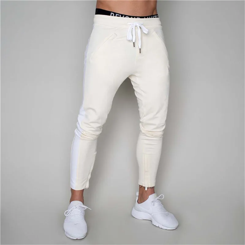 Men Joggers Casual Pants Fitness Men Sportswear Pants Bottoms Skinny Sweatpants Trousers Black Gyms Jogger Sweat Pants - Цвет: white