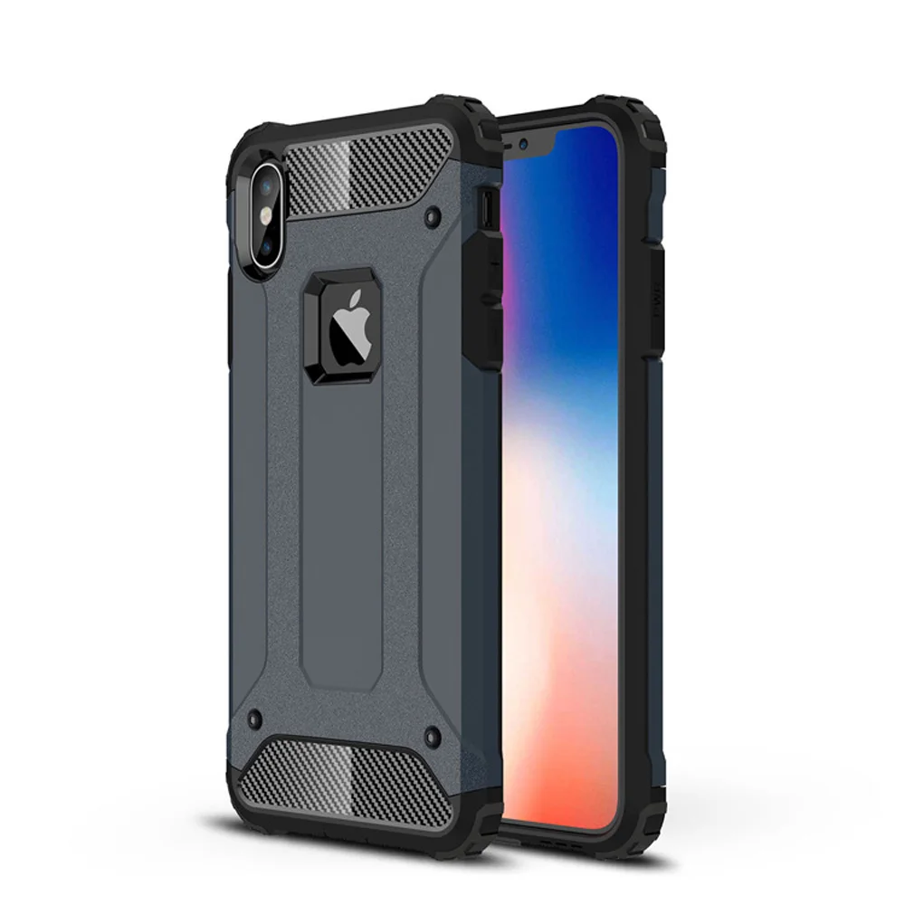 Weloan Чехол для мобильного телефона iPhone 5S se 6 7 8 11 plus x xr xs max pro, Золотой стальной защитный чехол два в одном, защита от падения - Цвет: Тёмно-синий