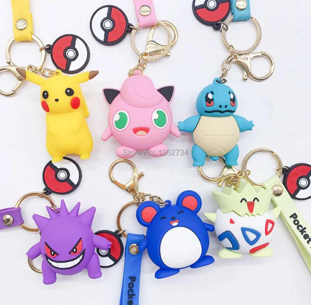 

Charmander Gengar Jigglypuff Marill Pichu Pikachu Psyduck Snorlax Squirtle Togepi Action Figures Keychain Rubber PCXB