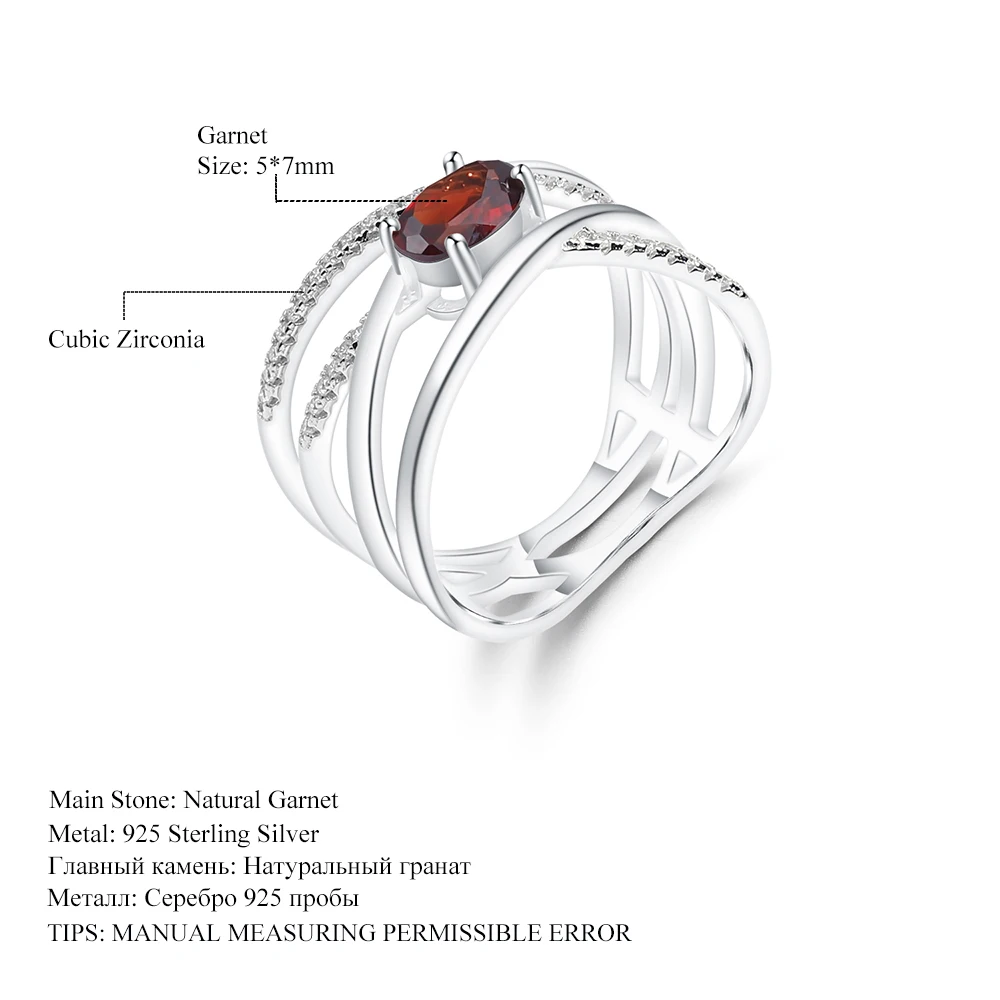 GEM'S BALLET 0.95Ct Овальный натуральный красный гранат кольцо 925 пробы серебро классический крест драгоценный камень кольцо для женщин Свадебные ювелирные изделия