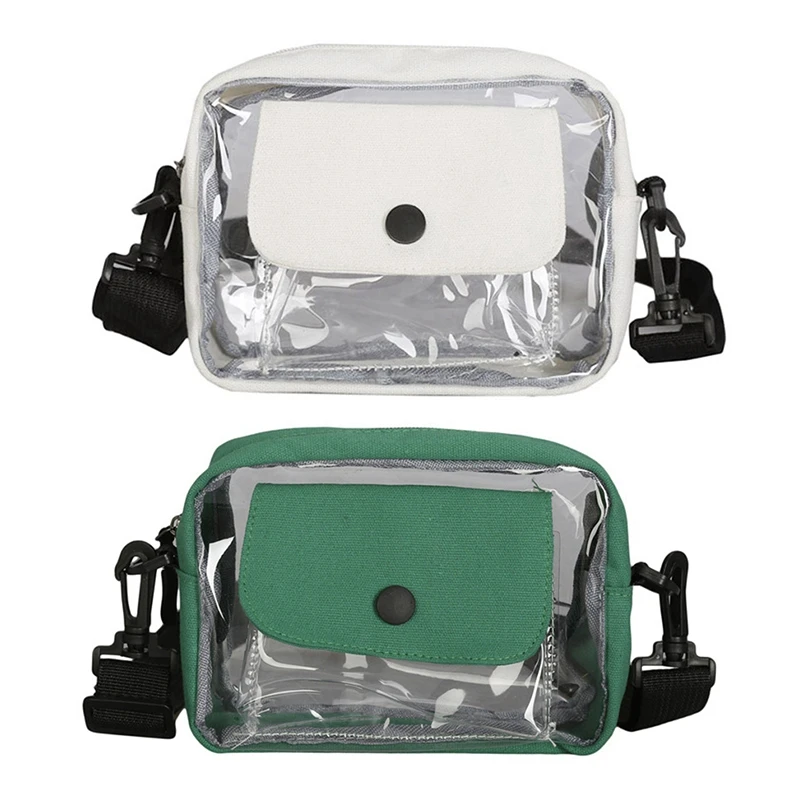 

ABZC-2Pcs Women Transparent Versatile Messenger Bag Shoulder Fashion Bag Crossbody Bags for Women Transparent Jelly Bag White &