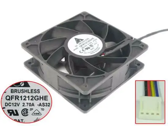 

4-проводной вентилятор охлаждения сервера Delta Electronics QFR1212GHE AS32 DC 12 В 120 А 120x38 мм