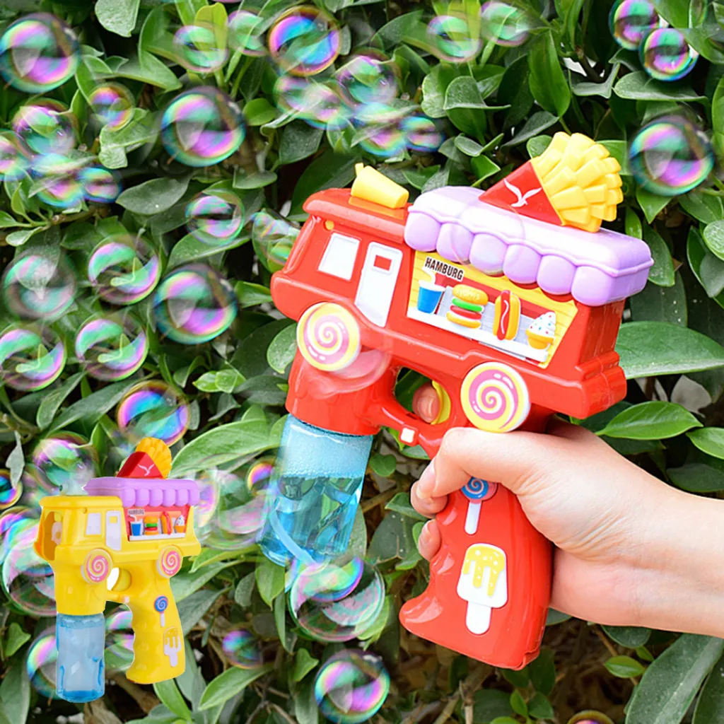 Открытый Электрический детский игрушки для детей мультфильм гамбургер мыло дуя пистолет для стрельбы мыльными пузырями машина музыка свет водяной пистолет устройство для мыльных пузырей - Цвет: RXD