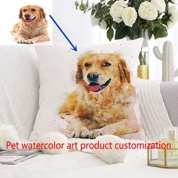 

Custom Watercolor art pet pillow case, personalized dog pillow case, your custom design, custom Christmas gift cushion cover,